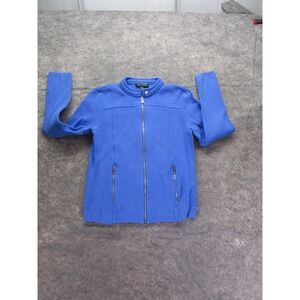 Ralph Lauren Sweater Womens Medium Full Zip Blue Motorcyle jacket inspired LRL